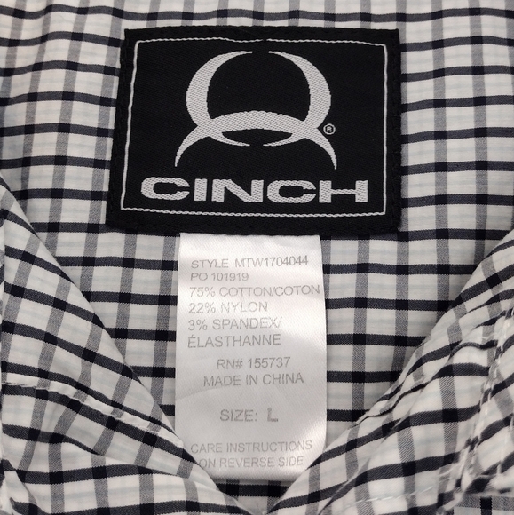 Cinch Men's Gingham Print Western Rodeo Cowboy Casual Button Down Shirt Sz L - Picture 4 of 12